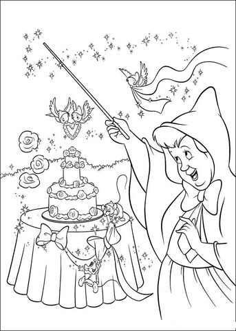 The Fairy Makes A Wedding Cake  Coloring Page